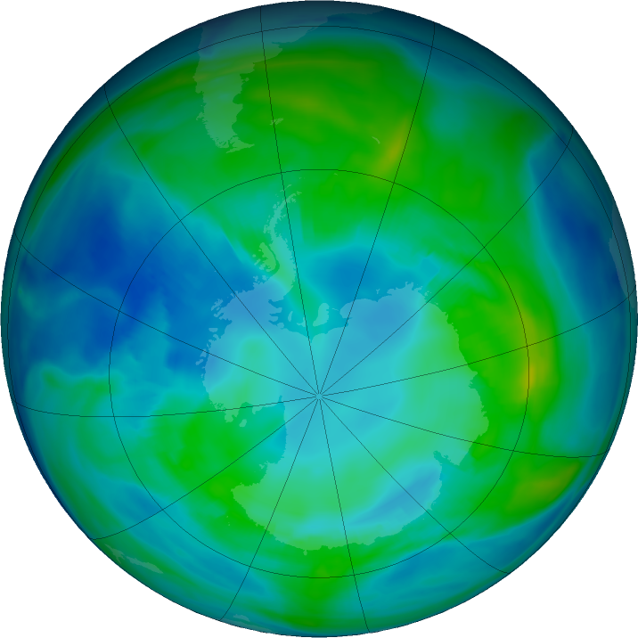 Antarctic ozone map for 28 April 2024
